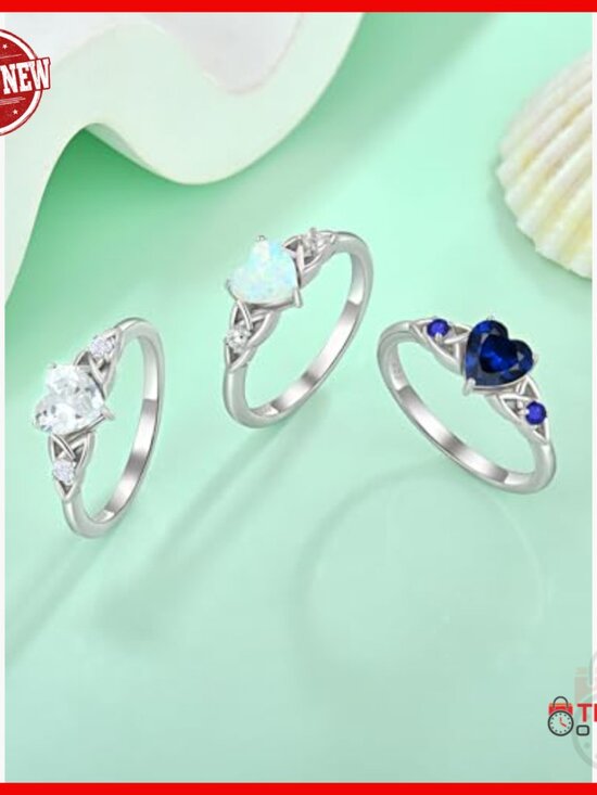 Sterling Silver Size 6 Rings Hoop Earrings Created Sapphire Celtic Knot Set